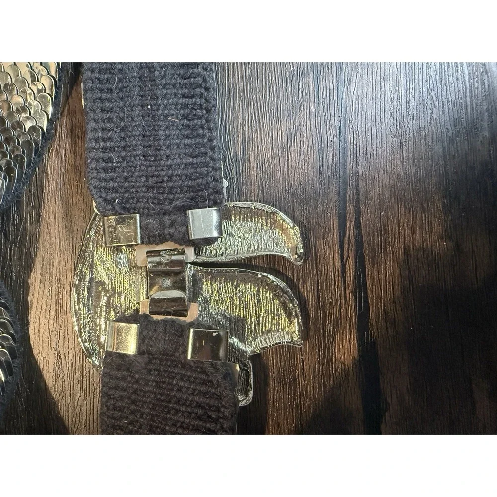 Vintage Silver Tone Betta Fish Stretch Scale Belt Disco Mermaid Glam